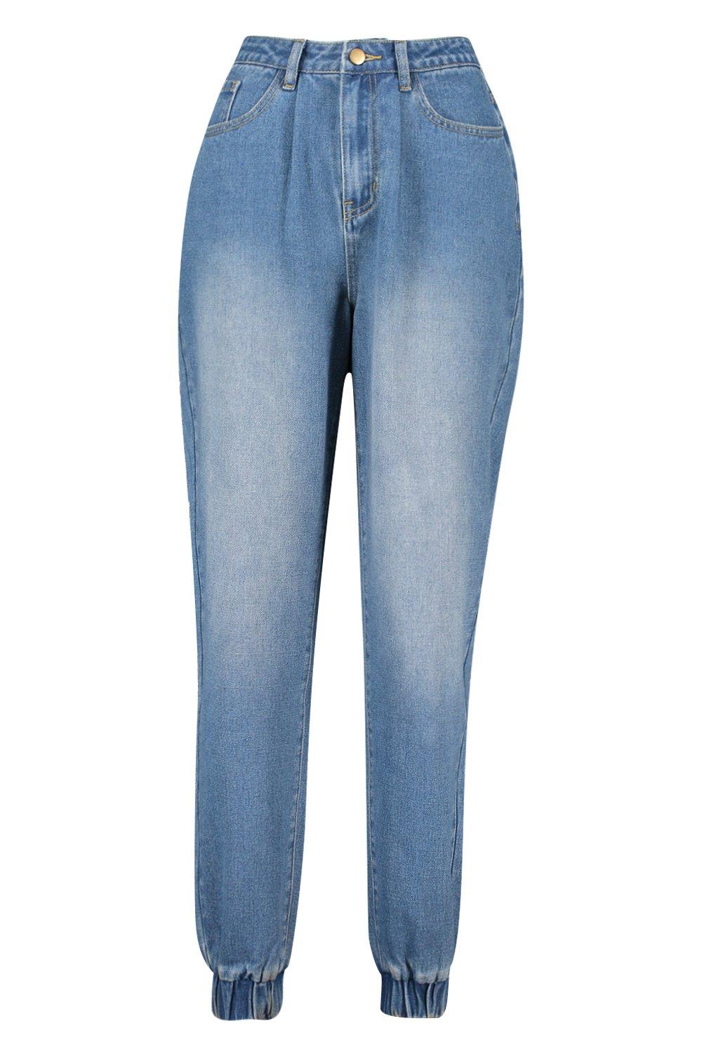 High Rise Denim Joggers boohoo NO